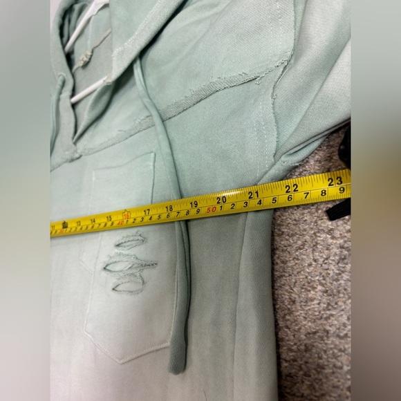 POL Distressed Ombré Teal Hoodie Pullover Small Oversized Boho Bohemian Hippie S - Picture 4 of 12